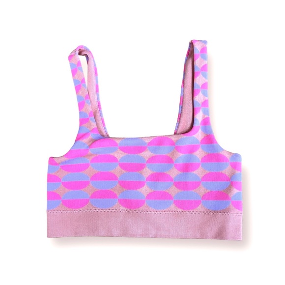 Fabletics Pink Rave Geo Multi Dottie Geo Seamless Bra - Picture 3 of 3